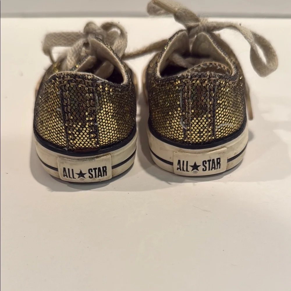 Gold Sparkly Converse Sneakers with Rubber Sole baby girl sz 5 low top shoes